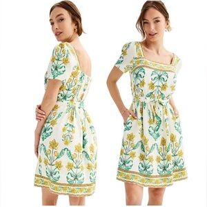 Draper James White Floral Square-Neck Dress